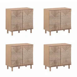 Large Seagrass Storage Cabinet Credenza Raw Oak (Set of 4)