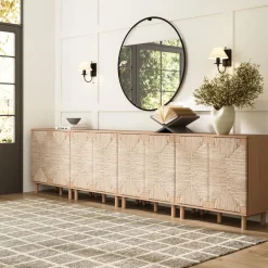 Large Seagrass Storage Cabinet Credenza Raw Oak (Set of 4)