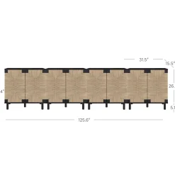 Large Seagrass Storage Cabinet Credenza Black (Set of 4)