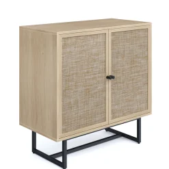 Metal and Rattan TV Stand Console for TVs up to 65