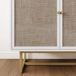 Metal and Rattan TV Stand Console for TVs up to 65