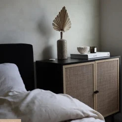 Metal and Rattan TV Stand Console for TVs up to 75