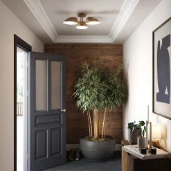 Metal 3-Arm Flush Mount Ceiling Light Brass
