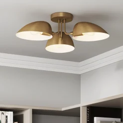 Metal 3-Arm Flush Mount Ceiling Light Brass
