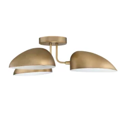 Metal 3-Arm Flush Mount Ceiling Light Brass