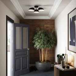 Metal 3-Arm Flush Mount Ceiling Light Black