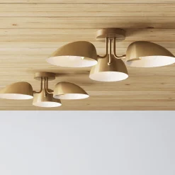 Metal 3-Arm Flush Mount Ceiling Light Brass (Set of 2)
