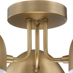 Metal 3-Arm Flush Mount Ceiling Light Brass (Set of 2)