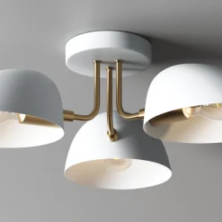 Metal 3-Arm Flush Mount Ceiling Light White (Set of 2)