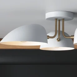 Metal 3-Arm Flush Mount Ceiling Light White (Set of 2)