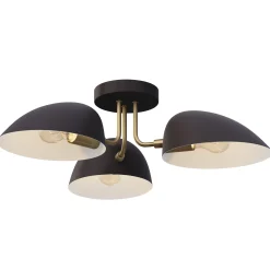Metal 3-Arm Flush Mount Ceiling Light Black (Set of 2)