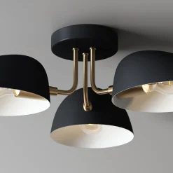 Metal 3-Arm Flush Mount Ceiling Light Black (Set of 2)