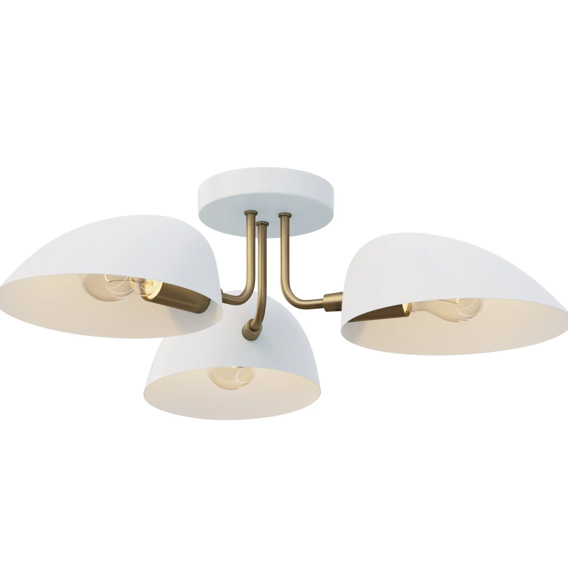 Metal 3-Arm Flush Mount Ceiling Light White