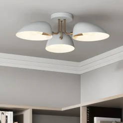 Metal 3-Arm Flush Mount Ceiling Light White