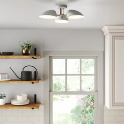 Metal 3-Arm Flush Mount Ceiling Light White