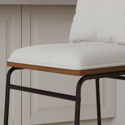 Metal Bar Stool with Cushion and Solid Wood Frame