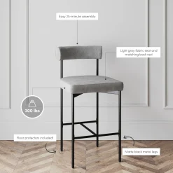 Metal Counter Height Bar Stools Gray (Set of 4)