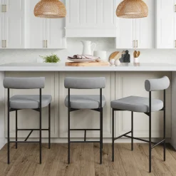 Metal Counter Height Bar Stools Gray (Set of 3)