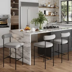 Metal Counter Height Bar Stools Gray (Set of 3)