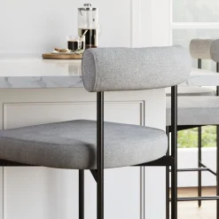 Metal Counter Height Bar Stools Gray (Set of 2)