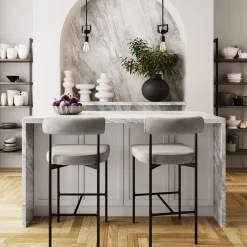 Metal Counter Height Bar Stools Gray (Set of 2)