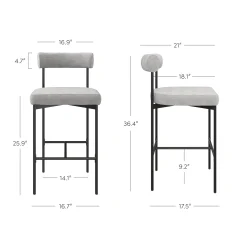 Metal Counter Height Bar Stools Gray (Set of 2)