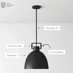 Metal Dome Pendant Lights Black (Set of 2)