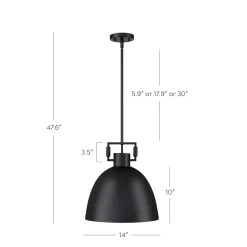 Metal Dome Pendant Lights Black (Set of 2)