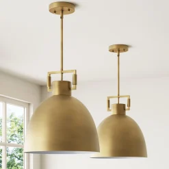 Metal Dome Pendant Lights Brass (Set of 2)