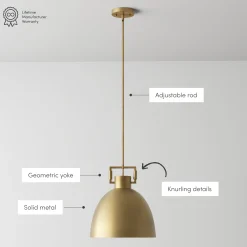 Metal Dome Pendant Lights Brass (Set of 2)