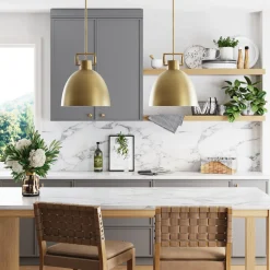 Metal Dome Shade Pendant Ceiling Light Brass