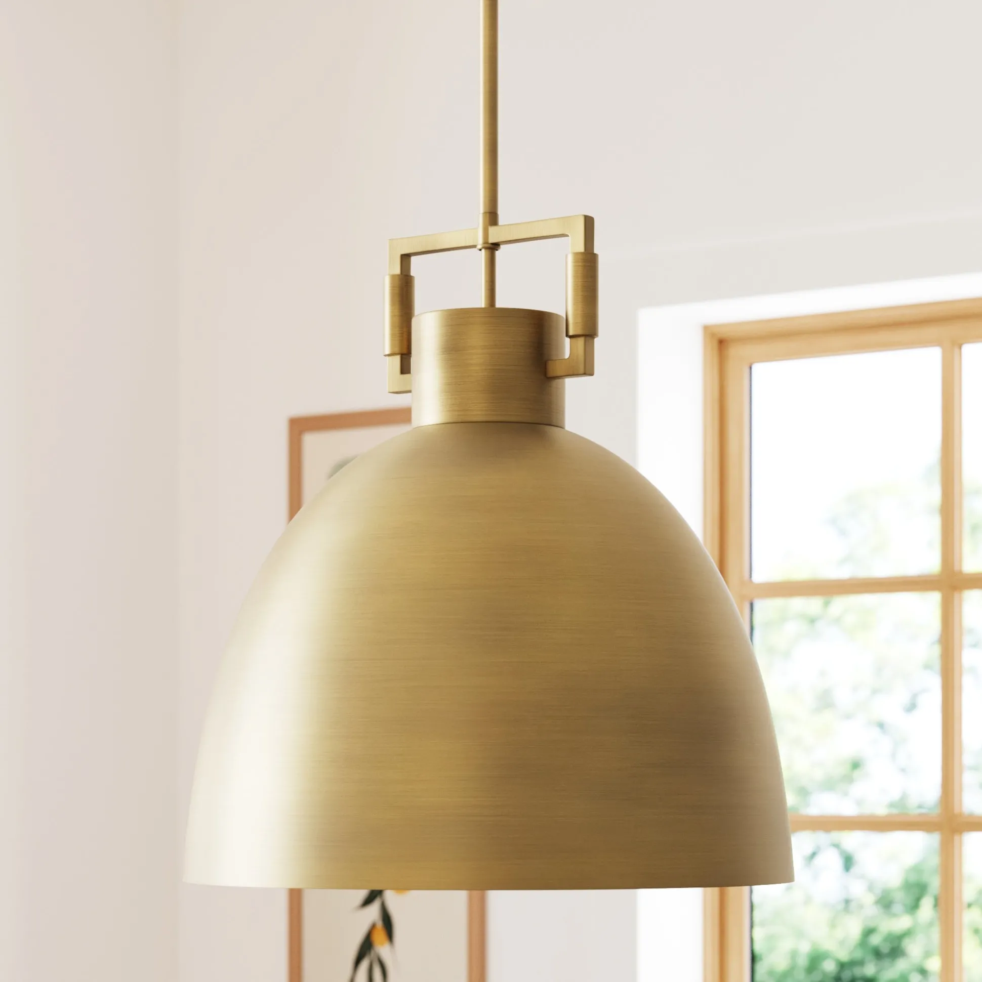 Metal Dome Shade Pendant Ceiling Light Brass