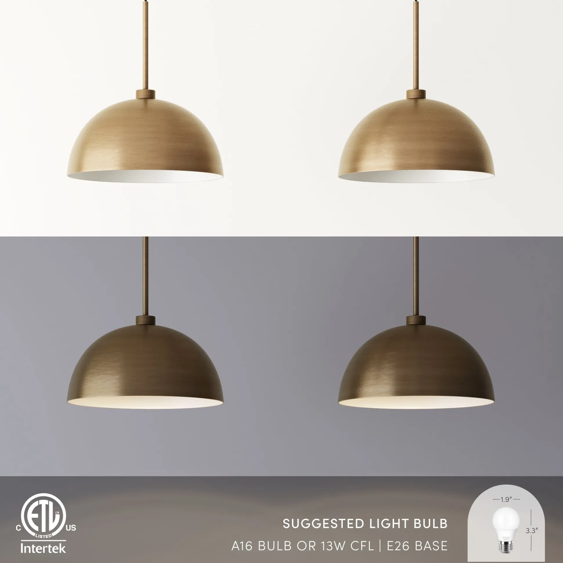 Metal Hanging Ceiling Pendant Light Brass