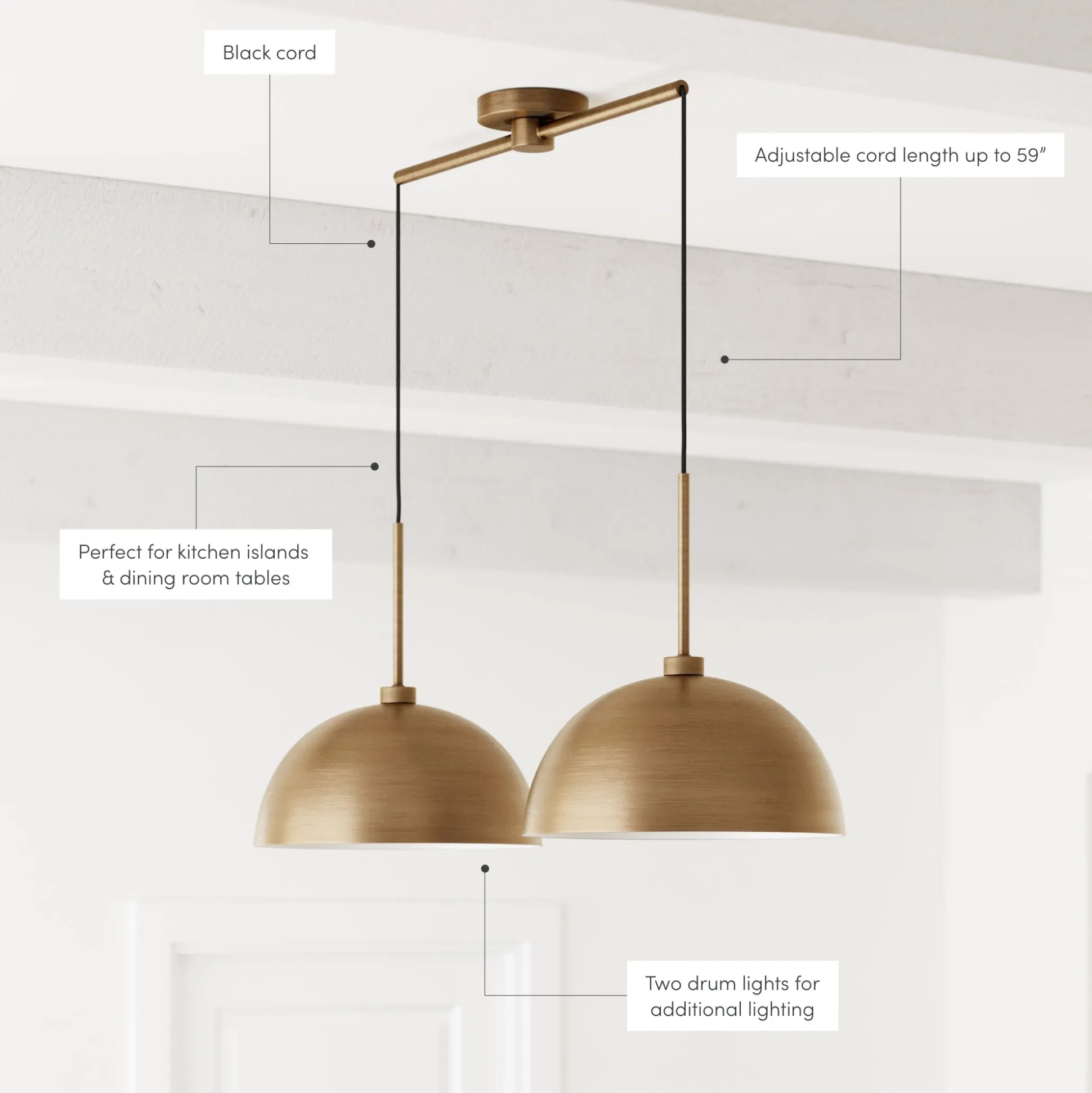 Metal Hanging Ceiling Pendant Light Brass