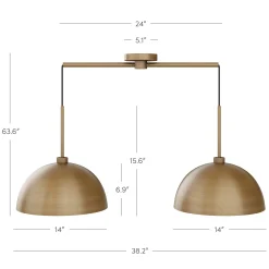 Metal Hanging Pendant Lights Brass (Set of 2)