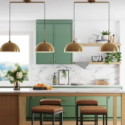 Metal Hanging Pendant Lights Brass (Set of 2)