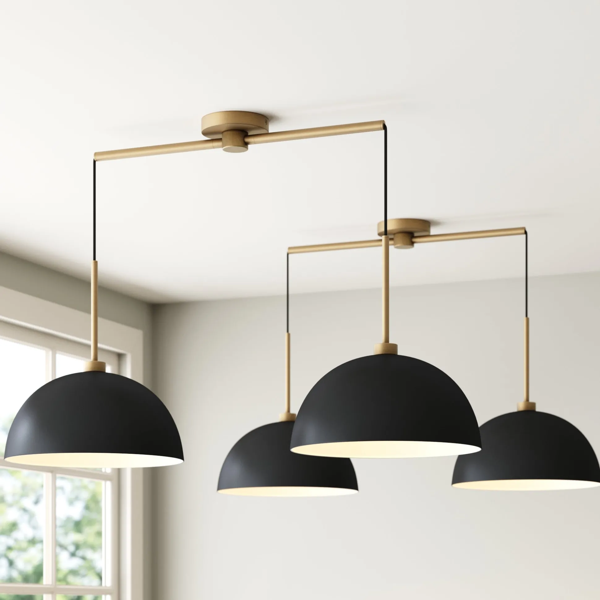 Metal Hanging Pendant Lights Black (Set of 2)