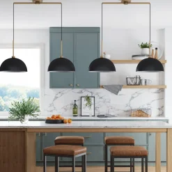 Metal Hanging Pendant Lights Black (Set of 2)