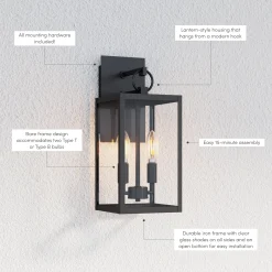 Metal Lantern Outdoor Wall Lights (Set of 2)