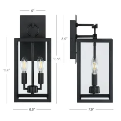 Metal Lantern Outdoor Wall Lights (Set of 2)