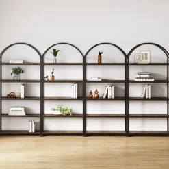 Metal 5-Shelf Arched Bookshelves Black (Set of 4)