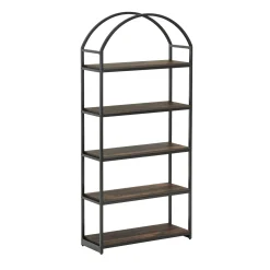 Metal 5-Shelf Arched Bookshelves Black (Set of 3)