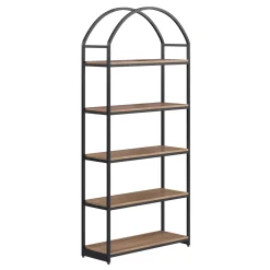 Metal 5-Shelf Arched Bookshelves Oak (Set of 4)