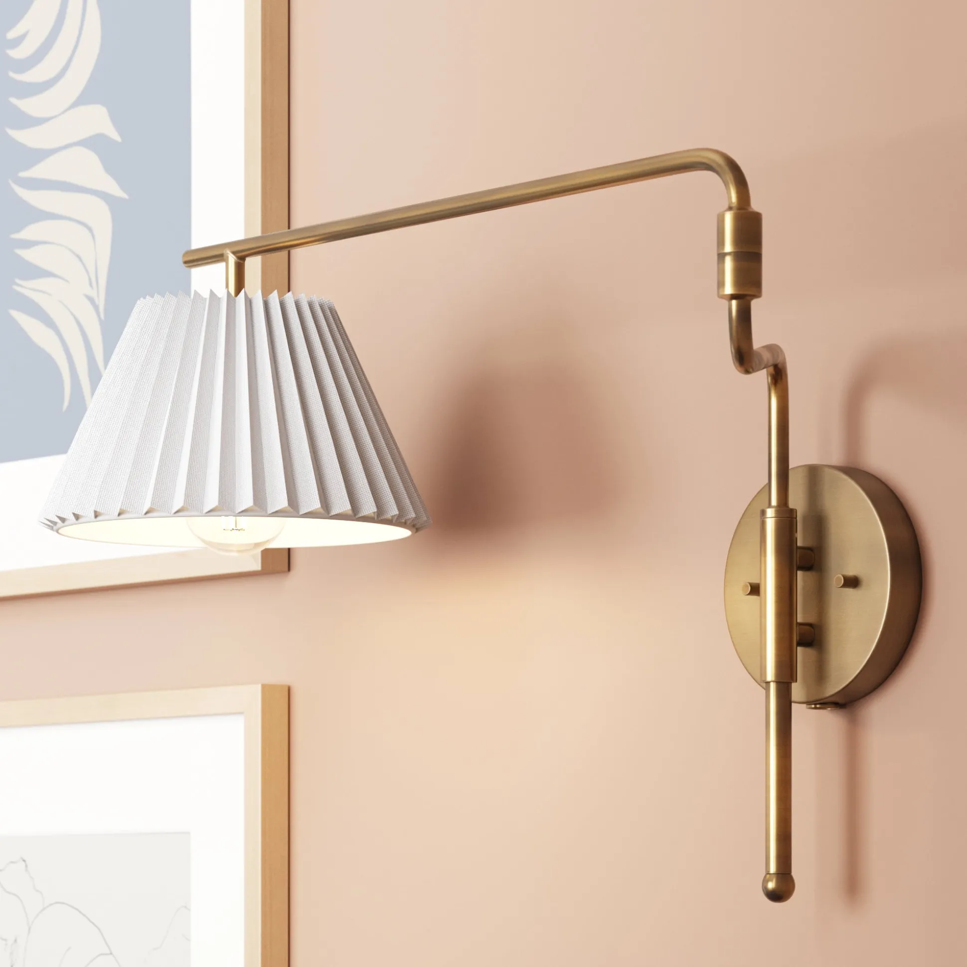Metal Swing Arm Plug-in Wall Light Brass