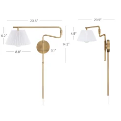 Metal Swing Arm Wall Lights Brass (Set of 2)