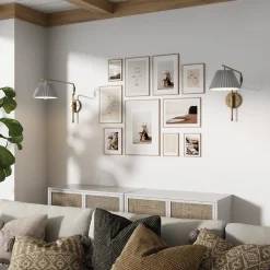 Metal Swing Arm Wall Lights Brass (Set of 2)