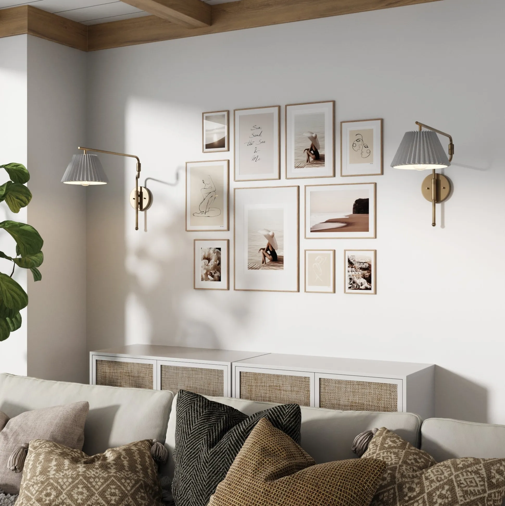 Metal Swing Arm Wall Lights Brass (Set of 2)