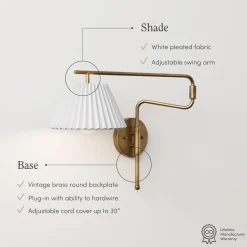 Metal Swing Arm Wall Lights Brass (Set of 2)
