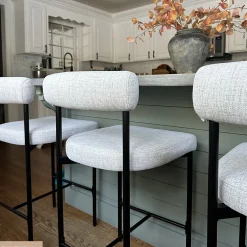 Metal Upholstered Counter Height Bar Stool Gray
