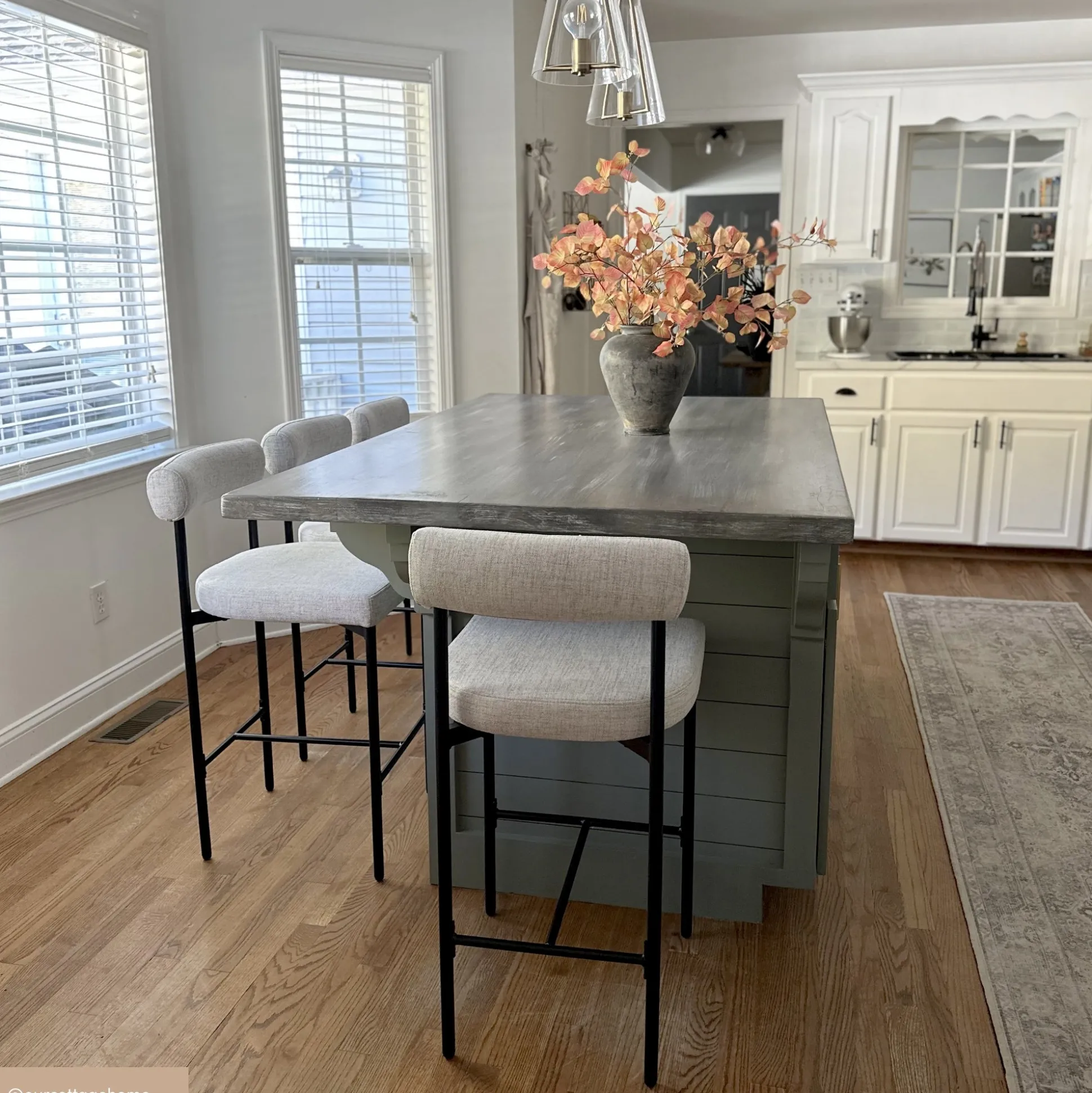 Metal Upholstered Counter Height Bar Stool Gray
